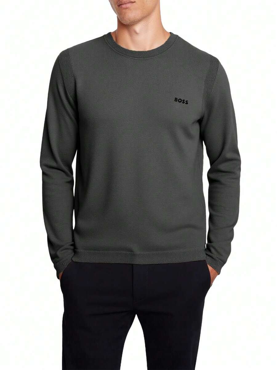 Men's Casual Loose Fit Crew Neck Long Sleeve T-Shirt By Ever-X_CN - 056 Light-Pastel Gre - View 1