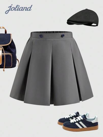 Joliand 1pc Tween Girls Elegant College Style A-Line Pleated Gray Skirt, Suitable For Casual, Urban, Travel, Parties, Back To School, Summer & Autumn Girls Gray Pleated Skirt Girls Pleated School Uniform Skirt High Waist Pleated Skirt Teen Girls School Uniform Gray School Uniform Skirt Girls High Waisted Pleated Skirt Teen Girls School Uniform Skirt Girls School Uniform Skirt Gray Pleated School Skirt Back To School  School  Clothes School Supplies Pet And Family Clothing Backtoschool ColorfulJoy