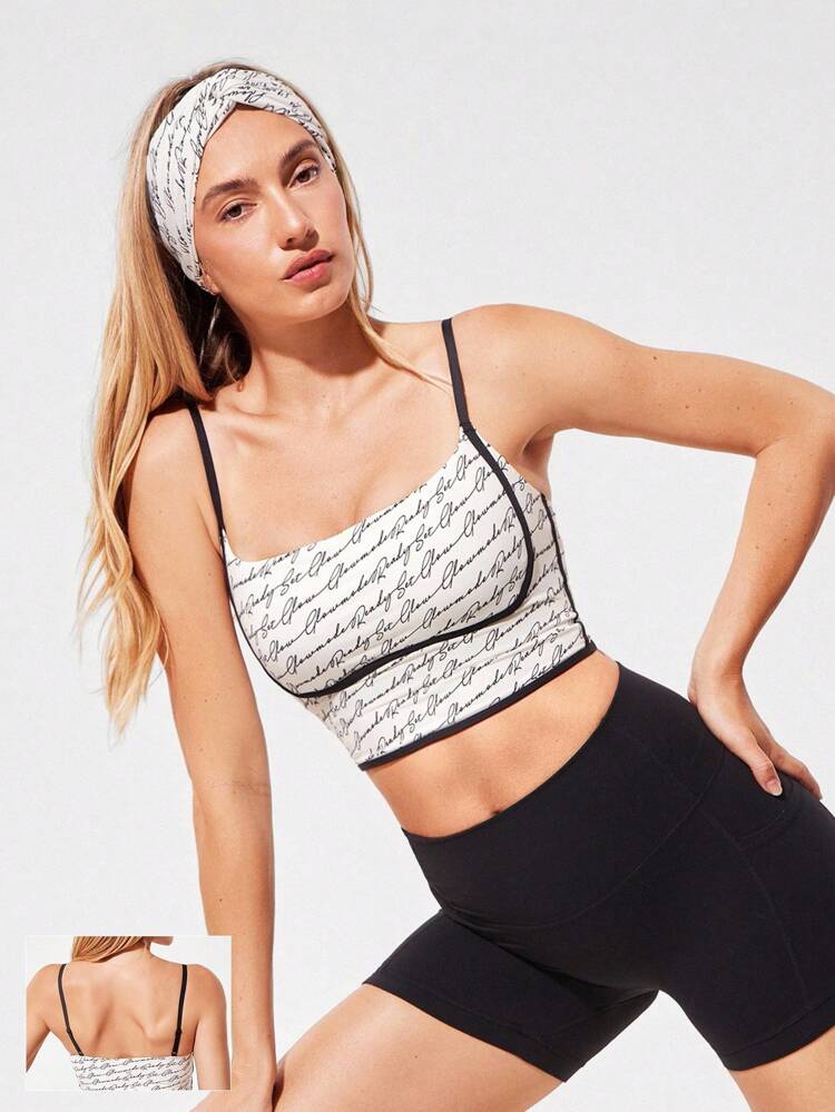 FeatherFit™ Two-Tone Scoop Neck Longline Sports Bra Low Impact Yoga Pilates Daily Spring Summer
