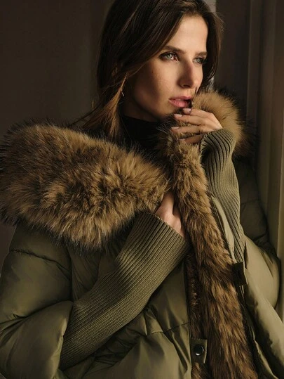 MOTF PREMIUM CONTRAST FUZZY TRIM WINTER COAT, FALL