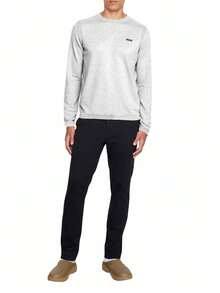 Hugo Boss Ever-X_CN Men's Casual Loose Fit Round Neck Long Sleeve T-Shirt - 057 Light-Pastel Gre - View 3