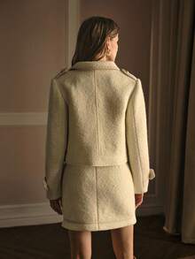 MOTF PREMIUM TWEED BUTTON FRONT OVERCOAT - Apricot - View 4