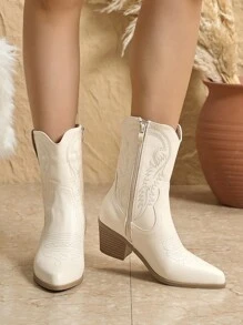 Styleloop Women's Ankle Boots And Short Boots, Suitable For Vacation, BOHO, Retro American, Bohemian, Western Style, Music Festival, Party, Christmas, Halloween - Apricot - View 6