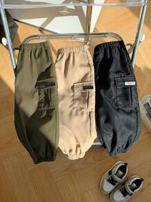 SHEIN 3 件套男婴休闲舒适柔软百搭实用裤子套装，适合日常穿着、上学、外出、运动、春秋季