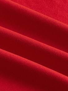 lacRébo 修身红色短袖 T 恤，正面带锁孔和蝴蝶结细节，可爱秋季上衣，外出装，返校上衣 - 紅色 - 查看 9