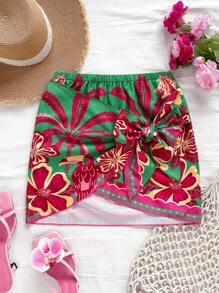 Soleia Váy quấn họa tiết cây cọ nhiệt đới và chim cho nữ, đi nghỉ mát - Nhiều màu - Xem 7