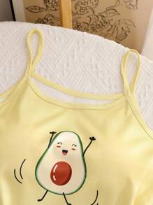 Bộ đồ ngủ thường ngày in họa tiết quả bơ 2 món cho bé gái - Màu vàng - Xem 4