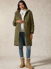 Boho Mama Maternity Solid Color Minimalist Everyday Multifunctional Long Sleeve 3-In-1 Jacket - Green - View 4