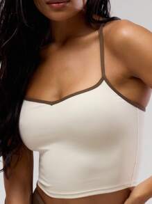 Musera Sport 撞色滚边细肩带运动文胸 O型环后背健身服无缝弹力板式普拉提健身沙漠跑者健身 - 彩色 - 查看 3