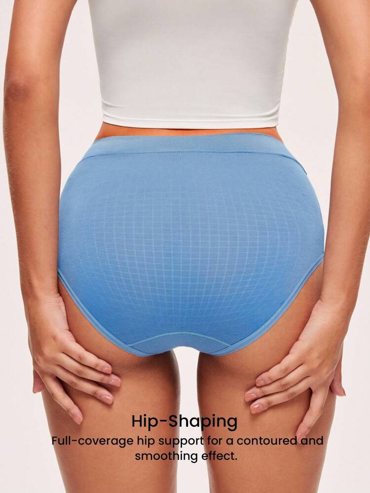 3 Pacotes de Calcinhas de Cintura Alta de Algodão, Conjunto de Roupas Íntimas Femininas - Cores Pastel