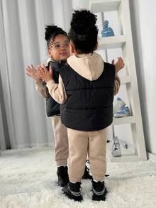 SHEIN Set de 3 piezas: Sudadera linda para bebé niña, chaqueta forrada térmica, otoño/invierno - Multicolor - Ver 2