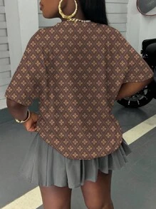 Rovax 大码女式夏季花卉和卡通熊印花圆领短袖休闲T恤图案T恤女式上衣