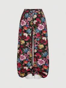 SHEIN MOD 大码花卉印花阔腿休闲牛仔裤、返校季、女装秋季、度假女装、返校季服装、校服、图案裤、优雅女装牛仔裤、乡村音乐会、女装西部风、复古牛仔裤、女装阔腿裤、Y2k 女装、女装早午餐、趣味牛仔裤、复古风女装、约会之夜女装、外出裤装、返校季女装、女装复古服装 - 紅色 - 查看 1