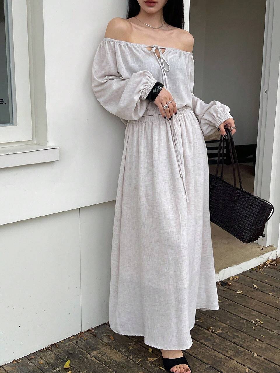 New Autumn Loose Casual Slouchy Bowknot Off Shoulder Women 2 Pieces Set Lounge Sets For Women
