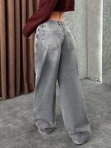 EURMUSE LOW RISE WIDELEG Y2K STYLE GREY JEAN - Grey - View 2
