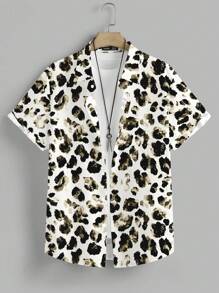 Manfinity LEGND Áo sơ mi nam in họa tiết động vật họa tiết da báo trưởng thành thường ngày thời trang - Nhiều màu - Xem 2