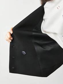 Maija 2 件女式不对称翻领无袖西装外套和阔腿裤套装 - 黑色 - 查看 7