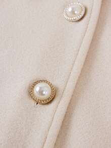 SHEIN Tween Girl Elegant Faux Fur Collar Long Sleeve Coat, Versatile For Autumn/Winter Fall