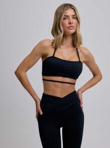 Musera Sport Bộ đồ thể thao gồm áo bra thể thao cổ yếm khoét eo và quần legging, thích hợp cho tập luyện thể dục, tập gym hoặc trở lại trường học. - màu đen - Xem 5