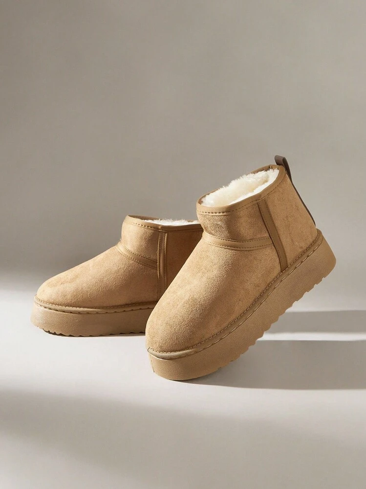 Solecia Botas de Neve Femininas, Adequadas para Uso Diário no Outono/Inverno - Castanho - Visão 6