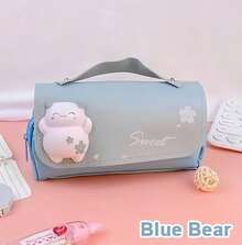 1 件可爱小学生多功能大容量可拆卸甜甜圈形减压铅笔盒返校、铅笔袋、书包 - 粉色 - 查看 20