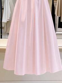 Franclia Women's Solid Color Elegant A-Line Pleated Skirt, Suitable For Commuting - Pink - View 4