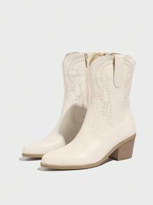 Styleloop Women's Ankle Boots And Short Boots, Suitable For Vacation, BOHO, Retro American, Bohemian, Western Style, Music Festival, Party, Christmas, Halloween - Apricot - View 4