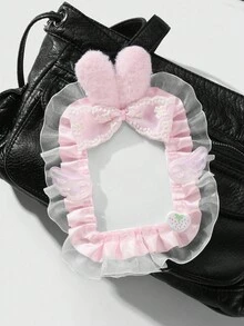 ROMWE Kawaii 1 cái Phong cách Ins Dễ thương & Quyến rũ Đa năng Chất lượng cao Thỏ nhồi bông màu hồng thủ công Nơ ruy băng Acrylic Lấp lánh Cánh Trái tim Dâu tây Trang trí Giá đựng thẻ lớn, Dây đeo thẻ ID, Móc khóa & Mặt dây túi, Thích hợp cho nhân viên văn phòng, sinh viên, Trang phục hàng ngày, Quà tặng ngày lễ - Hồng - Xem 5
