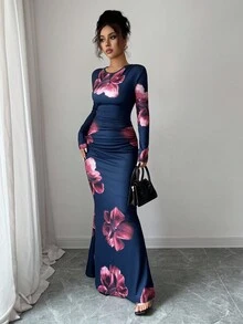 Elenzga Váy nữ thiết kế hoa cổ điển gợi cảm thời trang - Nhiều màu - Xem 6