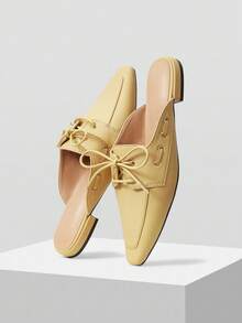 Mnmlis Women's Lace-Up Pointed Toe Backless Flat Casual Shoes - Apricot - View 5