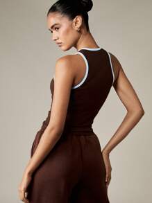 MISSGUIDED MSGD Athletic Racer Back Tank Top Women Halter Neck Crop Top Summer Workout Gym Sports Running Sleeveless Active Wear Fitted Exercise Training Vest