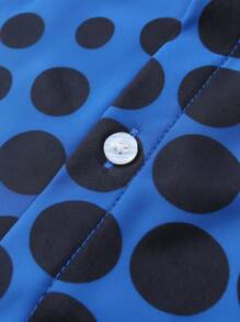 Manfinity Homme Men's Polka Dot Print Single-Breasted Casual Long Sleeve Shirt, Fall