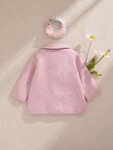 SHEIN 女婴秋季服装休闲风格外套蝴蝶结装饰开衫 - 粉色 - 查看 2