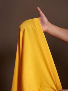 Veslaya 2025 新款女士曲线紧身连衣裤方领荷叶袖褶皱上衣高腰阔腿裤优雅裤套装 - 黃色 - 查看 10