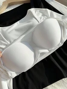 SHEIN EZwear 大码女式纯色加厚修身弹力T恤，初秋 - 彩色 - 查看 8