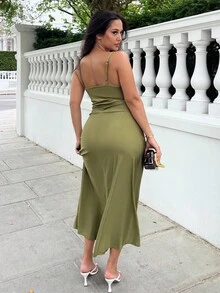 NegzBox Váy xòe nhún eo - xanh quân đội - Xem 2