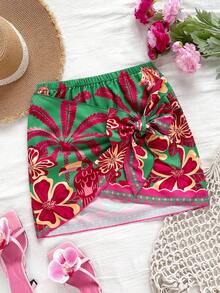 Soleia Váy quấn họa tiết cây cọ nhiệt đới và chim cho nữ, đi nghỉ mát - Nhiều màu - Xem 1