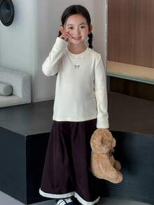 DAZY Young Girls Crew Neck Knit Fleece T-Shirt, Fall,Winter - Multicolor - View 10