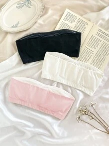 3件装女童简约舒适白色、肤色、黑色带衬垫文胸 - 彩色 - 查看 2