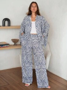 EURMUSE Boho Style, Premium Quality Linen, Keep Cool In Warm Weather, Tie Dye Printed Co-Ord - Multicolor - View 4