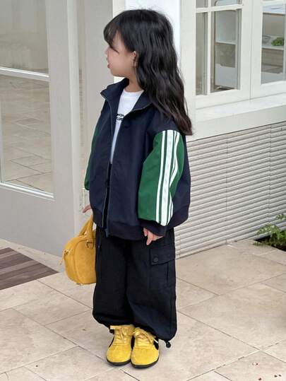 DAZY 年轻女孩撞色休闲街头风长袖外套