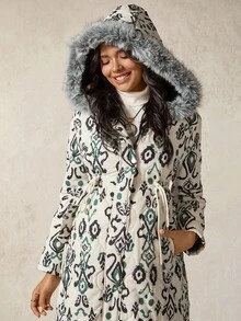 Boho Mama 孕妇简约印花多功能长袖三合一夹克 - 黑色 - 查看 6