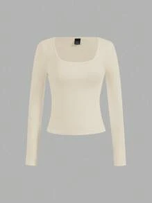 SHEIN Essnce 4pcs/Set Casual Solid Color Crew Neck Long Sleeve T-Shirts For Women, Versatile For Autumn/Winter,Fall Tops