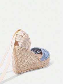 Styleloop Scarpe da donna con zeppa e platform intrecciate, stile bohémien con suola spessa