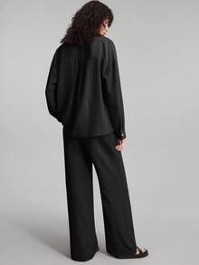 Ontre 2026 Spring/Summer Women's Minimalist Comfortable Style, Women's 2 Pieces Pajama-Style Loungewear, Urban Commute Business Casual Wear, Office Attire, Women's Teacher Uniform, Women's Elegant Outfit, Formal Outerwear - Black - View 6