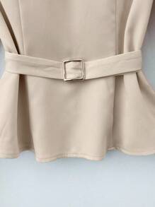 Franclia Fashionable, Versatile, Casual, And Elegant Autumn Women's Clothing. Unique And Sophisticated, With A Large Round Neck, Long Sleeves, A Waist-Hugging Metal Buckle, And A Fabric Belt. Women's Tops For Back-To-School Season. Fall Women's Clothing For Women's Teachers. Business Casual Women's Tops For Going Out. Fall Women's Back-To-School Clothing. - Apricot - View 3