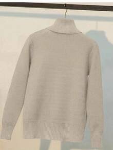 Franclia 高领保暖内衬修身保暖长袖毛衣，秋冬新品 - 紫紅色 - 查看 2