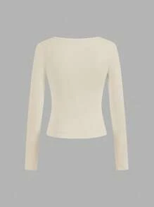 SHEIN Essnce 4pcs/Set Casual Solid Color Crew Neck Long Sleeve T-Shirts For Women, Versatile For Autumn/Winter,Fall Tops