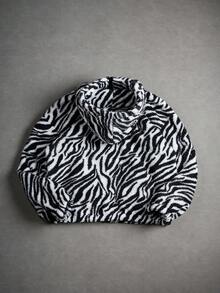 PAVTROS Men's Zebra Print Long Sleeve Fleece Zip-Up Hooded Jacket , Fall Winter