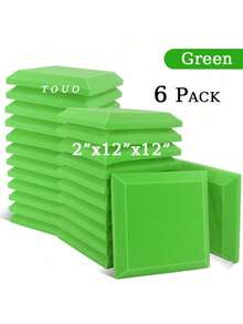 TOUO 6-24 片大号方形斜边吸音泡沫板 12 英寸 x 12 英寸 x 2 英寸/12 英寸 x 12 英寸 x 1.18 英寸，高密度隔音墙板，8 种颜色，工作室和卧室隔音处理，隔音家居配件